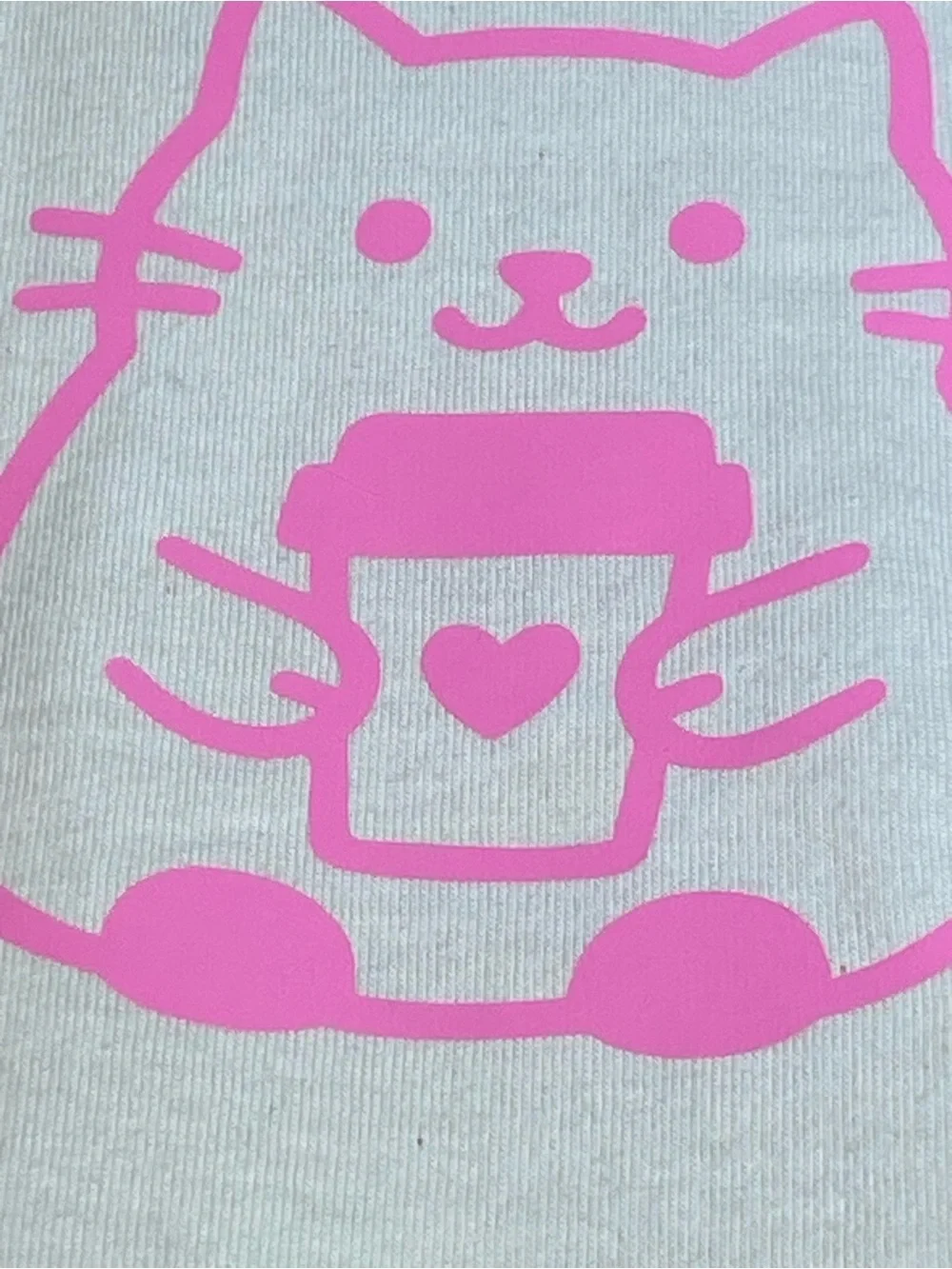 Cream Kids Short-Sleeve Tee with Pink Cat Graphic Upcycled